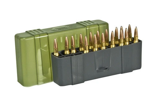 КОРОБКА PLANO ДЛЯ 20 НАРЕЗНЫХ ПАТРОНОВ КАЛИБР 30-06/7MM/338 WIN MAG 77Х101х5ММ 0,148КГ СЕРЫЙ/ЗЕЛЁНЫЙ