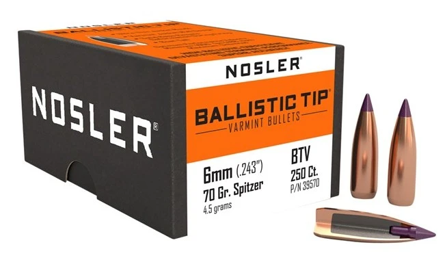 ПУЛЯ NOSLER 6MM 70GR BALLISTIC TIP VARMINT BOX 250ШТ