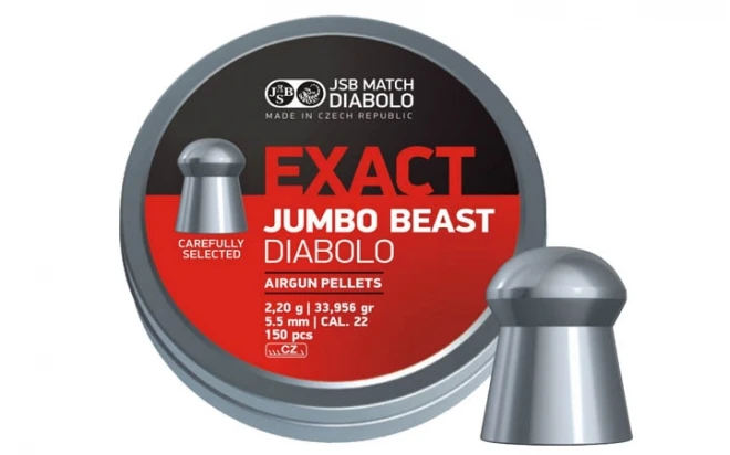 ПУЛИ ПНЕВМАТИЧЕСКИЕ 5,52 ММ JSB JUMBO EXACT BEAST 2.2 ГР 150 ШТ