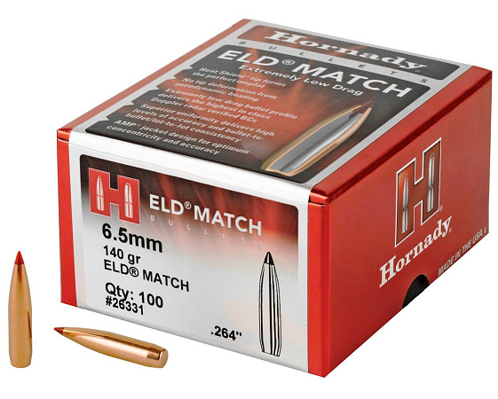 ПУЛЯ HORNADY 6.5MM .264 140 GR ELD MATCH (BOX 100ШТ.)