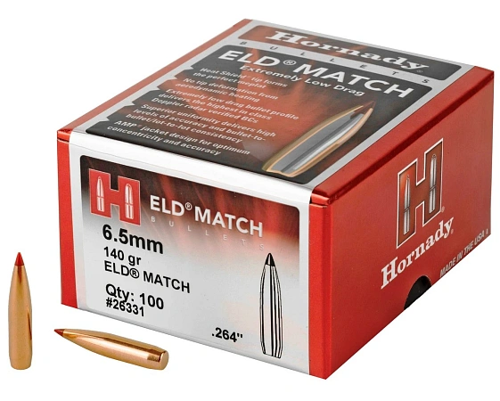 ПУЛЯ HORNADY 6.5MM .264 140 GR ELD MATCH BOX 100 ШТ