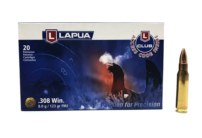 ПАТРОНЫ LAPUA 308 WIN 8,0ГР 123GRN FULL METALL JACKET
