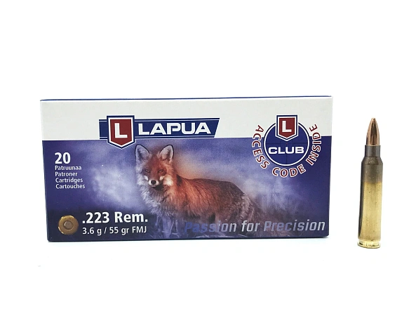 ПАТРОНЫ LAPUA 223 REM 3,6ГР 55GRN FULL METALL JACKET