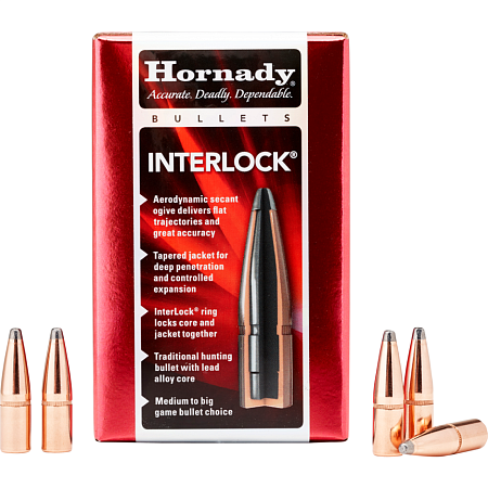 ПУЛЯ HORNADY 338CAL 250 GR INTERLOCK SP-RP BOX 100ШТ