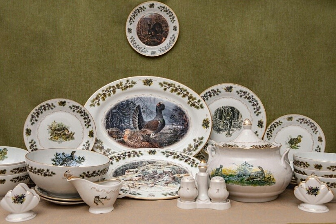 СТОЛОВЫЙ СЕРВИЗ 6 ПЕРСОН ГЛУХАРЬ И РЫСЬ