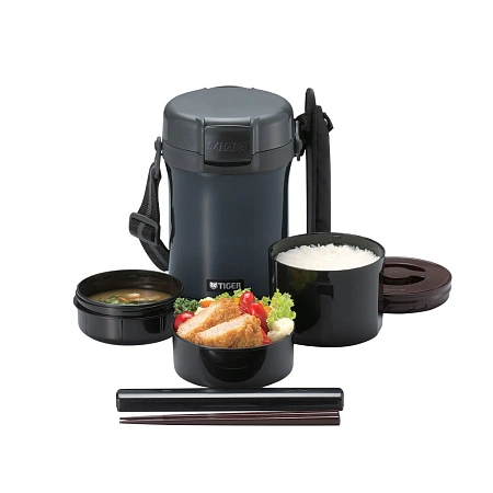ТЕРМОС ДЛЯ ЕДЫ С КОНТЕЙНЕРАМИ TIGER LWU-A171 CHARCOAL GRAY УГОЛЬНО-СЕРЫЙ