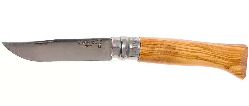 НОЖ СКЛАДНОЙ OPINEL №8 КЛИНОК НЕРЖАВЕЮЩАЯ СТАЛЬ РУКОЯТЬ ОЛИВКОВОЕ ДЕРЕВО