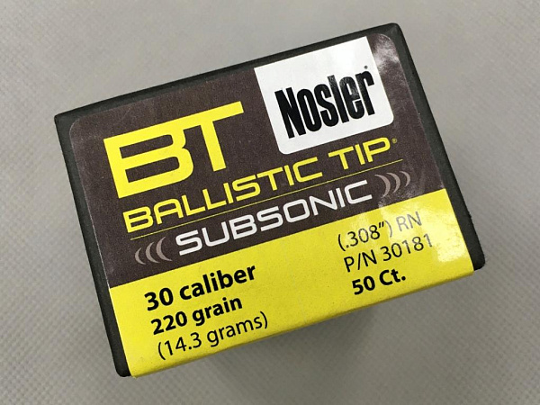 ПУЛЯ NOSLER 30CAL 220GR BALLISTIC TIP SUBSONIC BOX 50ШТ