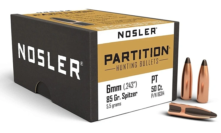 ПУЛЯ NOSLER 6MM 85GR PARTITION HUNTING BULLETS BOX 50ШТ