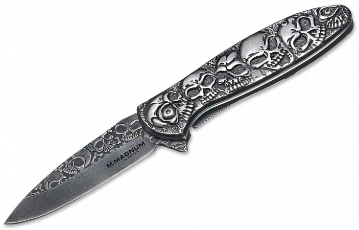 НОЖ СКЛАДНОЙ BOKER MAGNUM BY DIA DE LOS MUERTOS ПОЛУАВТОМАТ 440A