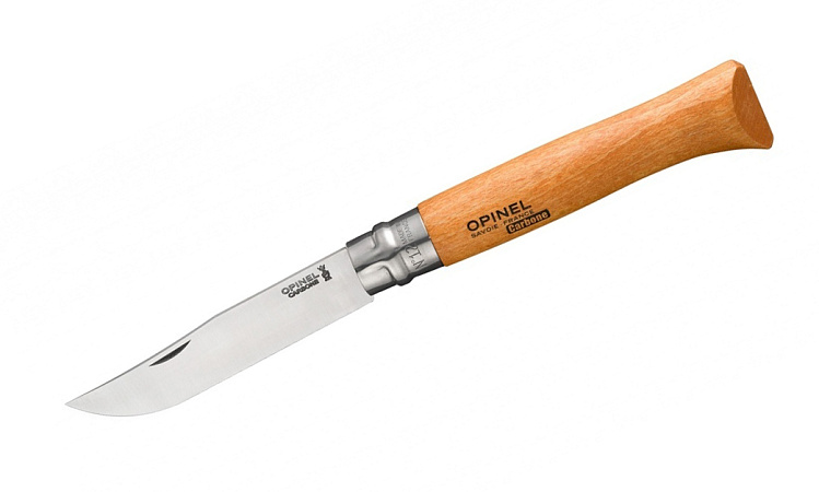 НОЖ СКЛАДНОЙ OPINEL №8 КЛИНОК INOX РУКОЯТЬ ДУБ ГРАВИРОВКА РЫБА