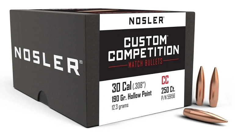 ПУЛЯ NOSLER 30CAL 190GR HPBT CUSTOM COMPETITION BOX 250ШТ