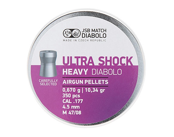 ПУЛИ ПНЕВМАТИЧЕСКИЕ 4,52 ММ JSB ULTRA SHOCK HEAVY 0,67 ГР 350 ШТ