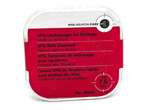 ПАТЧИ VFG ДЛЯ БЫСТРОЙ ЧИСТКИ ОРУЖИЯ 7,5MM БАНКА 50ШТ