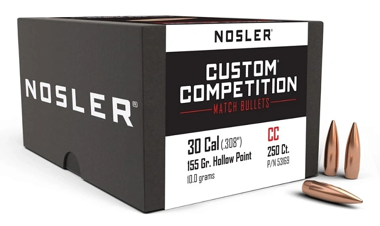 ПУЛЯ NOSLER 30CAL 155GR HPBT CUSTOM COMPETITION BOX 250ШТ