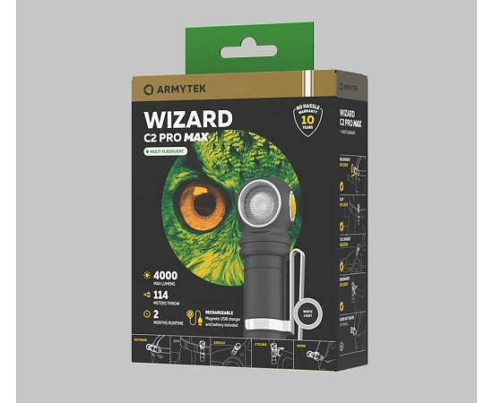 ФОНАРЬ ARMYTEK  WIZARD C2 PRO MAX MAGNET USB БЕЛЫЙ