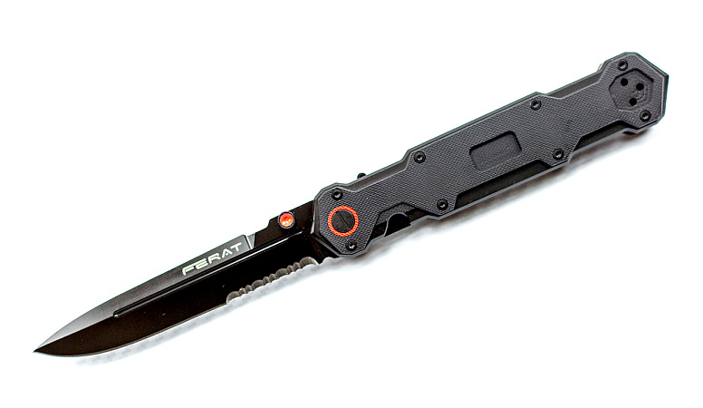 НОЖ СКЛАДНОЙ MR BLADE FERAT BLACK SERRATED КЛИНОК D2 РУКОЯТЬ G10