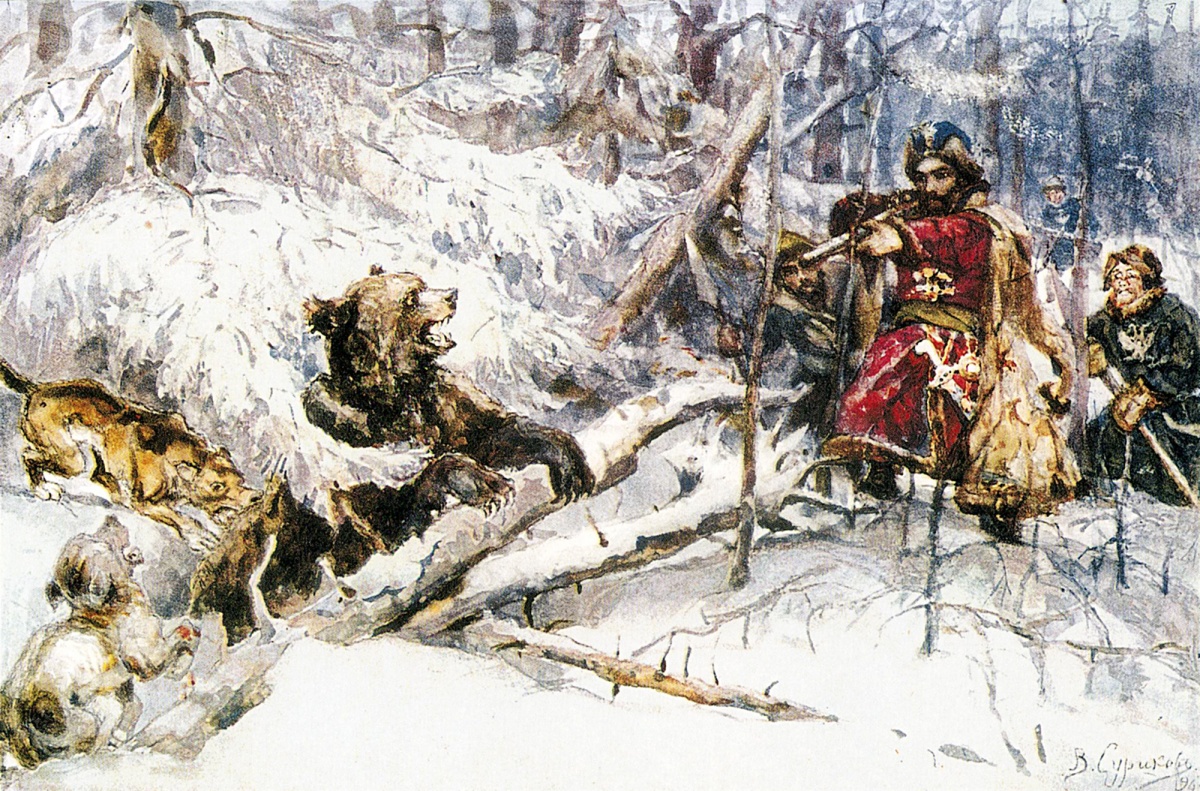 В.И. Суриков. "Охота царя Михаила Фёдоровича на медведя"